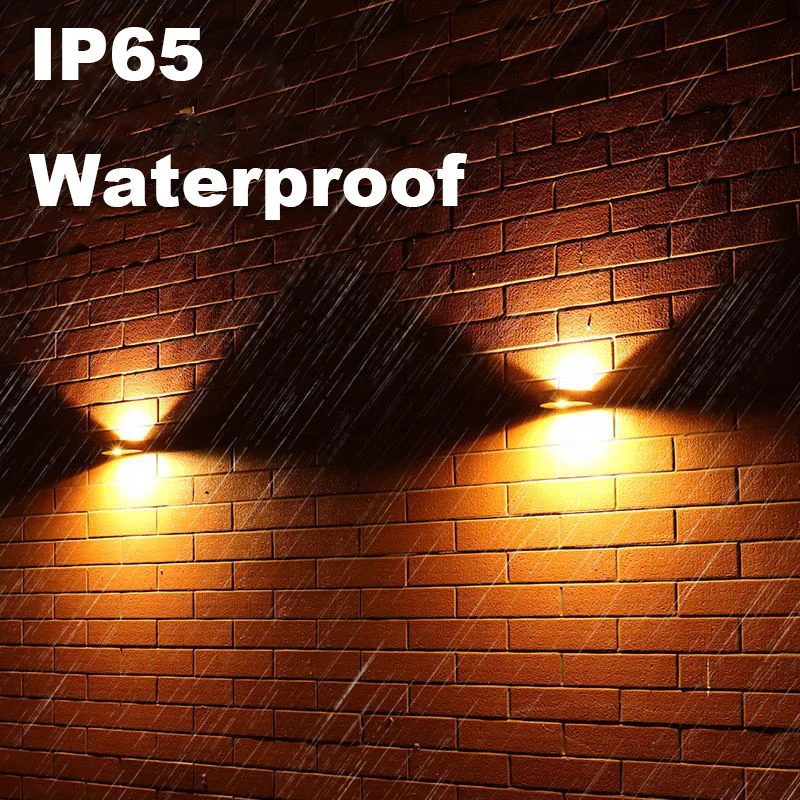 Solar Wall Lights Up and Down Solar Fence Lights Outdoor Waterproof LED for Wall Fence Garden Front Porch