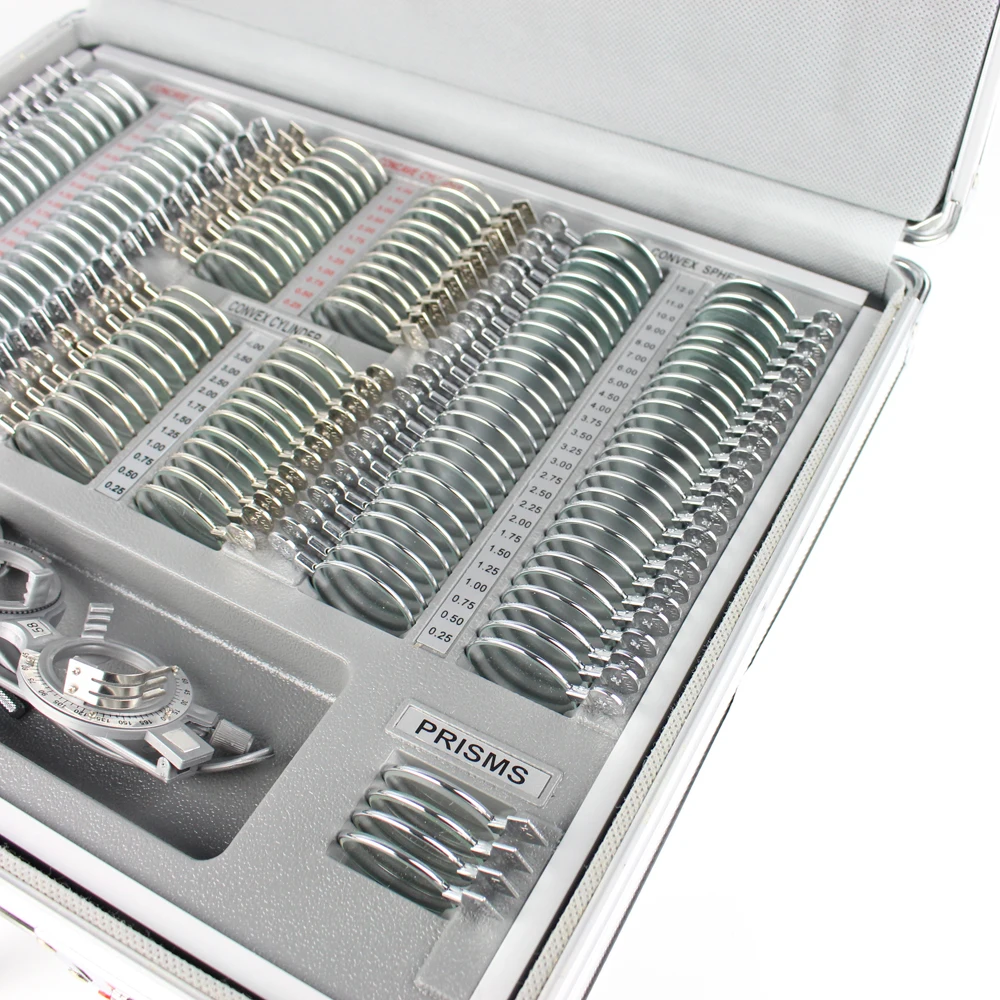 158 Trial Lens Set Aluminum Carry Case Shinny Metal Rim Free Trial Frame