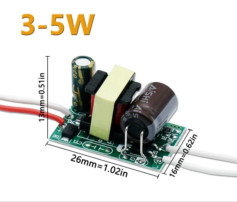 Description Picture 3 of itemLED Isolation Driver 2-3W 3-5W 4-7W 8-12W 12-18W 18-24W 250mA±5% LED Downlight Spotlight Bulb Drive Power Lighting Transformer