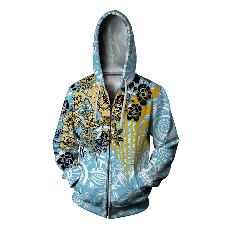 thumbnail image 1 of Sudadera con capucha con reloj impreso en 3D para hombre, sudadera con gráfico de flor del diablo, sudadera de ocio de gran tamaño con cremallera, sudaderas de manga larga, 1 of 5