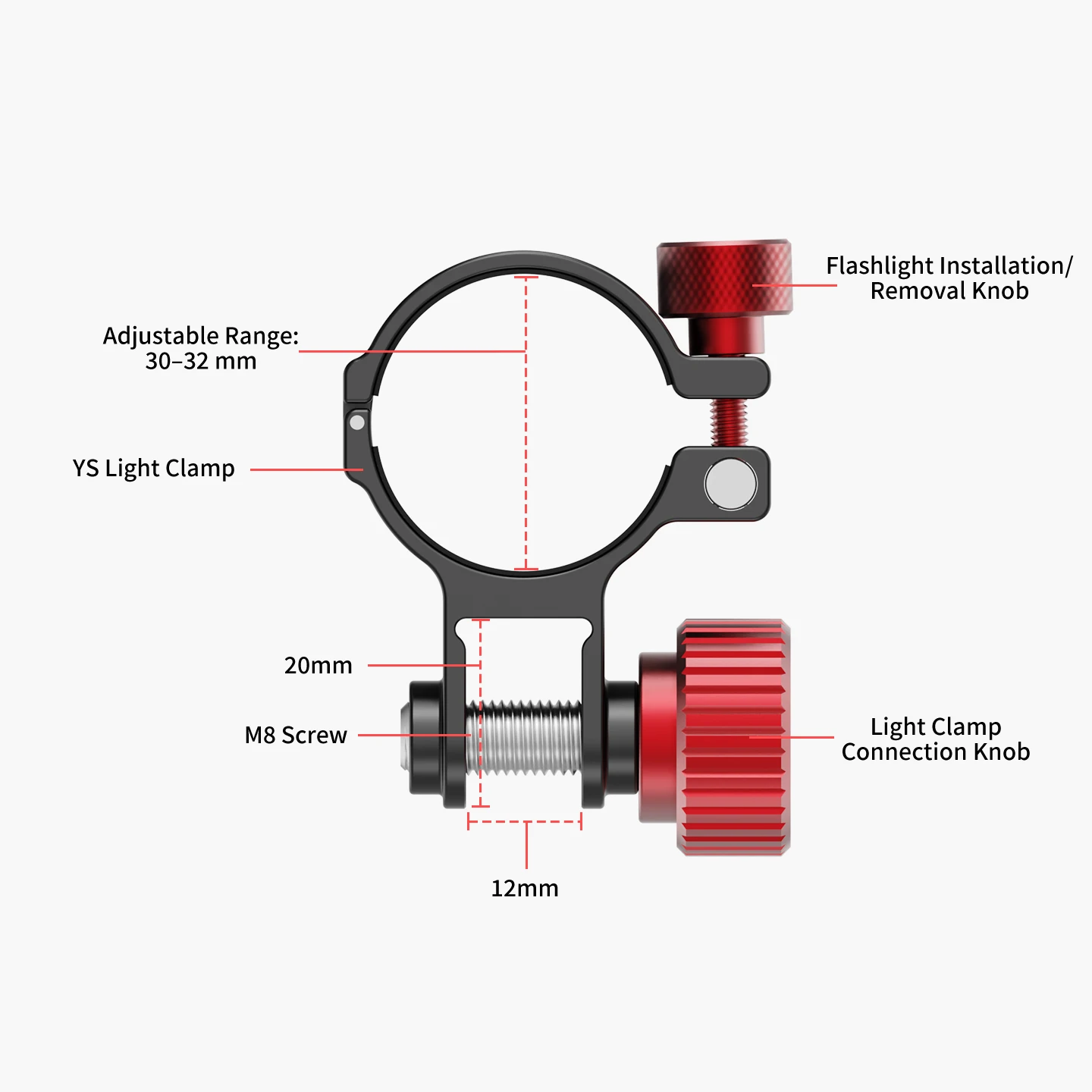 25mm Kugelkopf YS Adapter Taschenlampe Klemme Verlängerung Magic Arm Taschenlampe Feste Clip Licht Halterung Tauchen Griff Tablett Licht halter – Detail 3