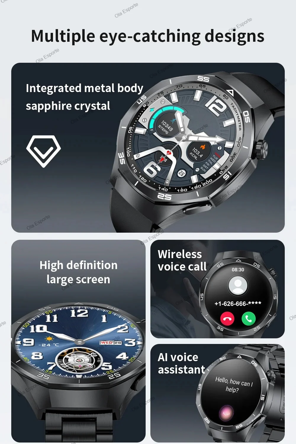 New For Android ios Smart Watch Men HD AMOLED Screen GPS Motion trajectory Heart Rate Bluetooth Calls SmartWatch Waterproof Hw12
