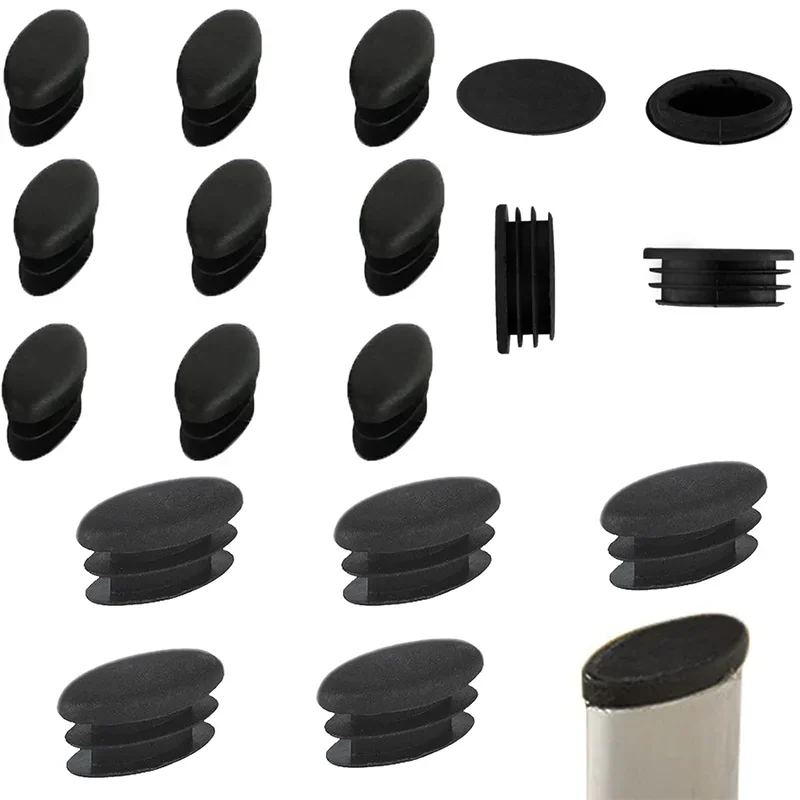 Oval Chair End Caps 50/100pcs Tubing Plug Cap Furniture Oval Pads Silicone Chair Leg Cap For Desk Protector Leveling Feet System