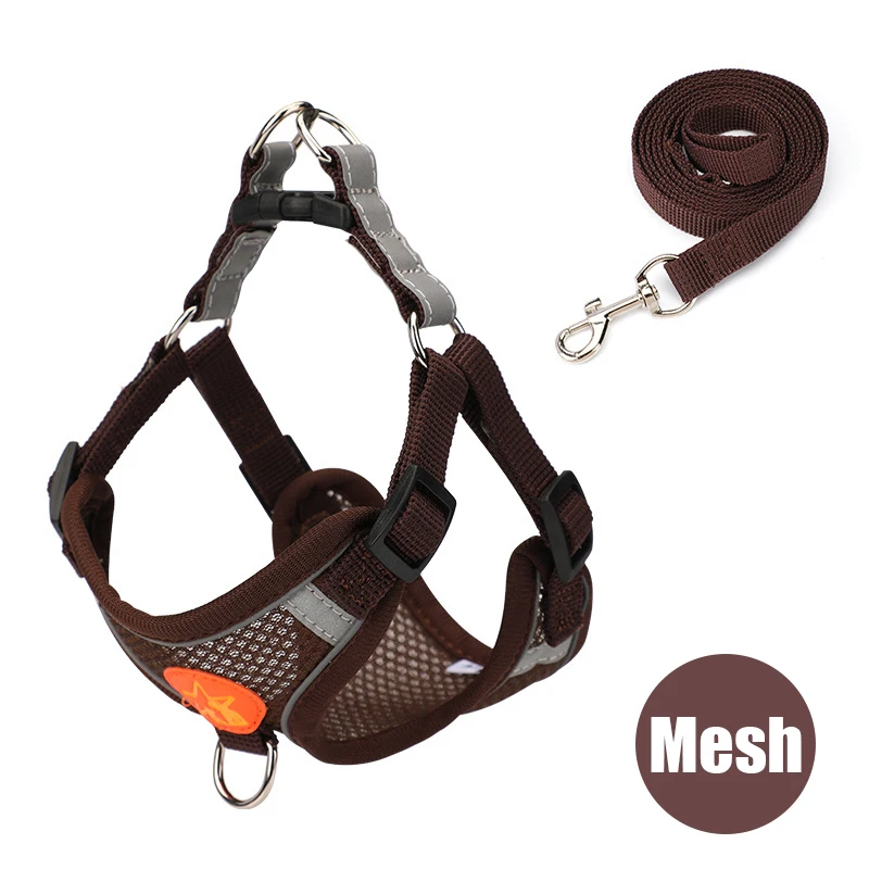 Dog Harness with Leash Set Reflective Walking Running Dogs Collars No Pull Outdoors Travel Pet Chest Strap Vest for Small Dogs 