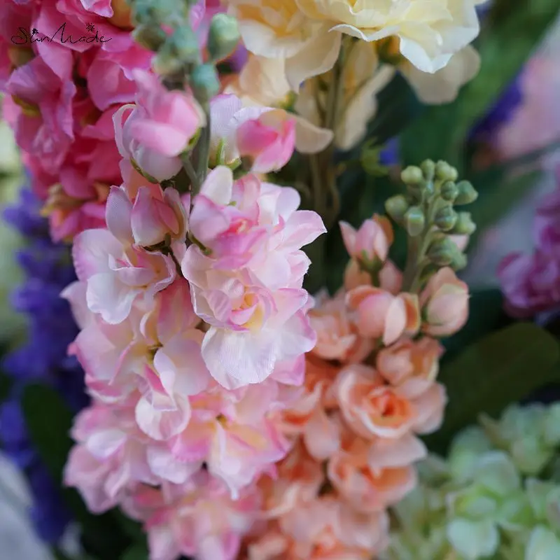 SunMade Rainbow Pastoral Hyacinth Branch with Green Leaves Fake Flowers Home Wedding Decoration Flores Artificales Purple Flower dried flower wreath