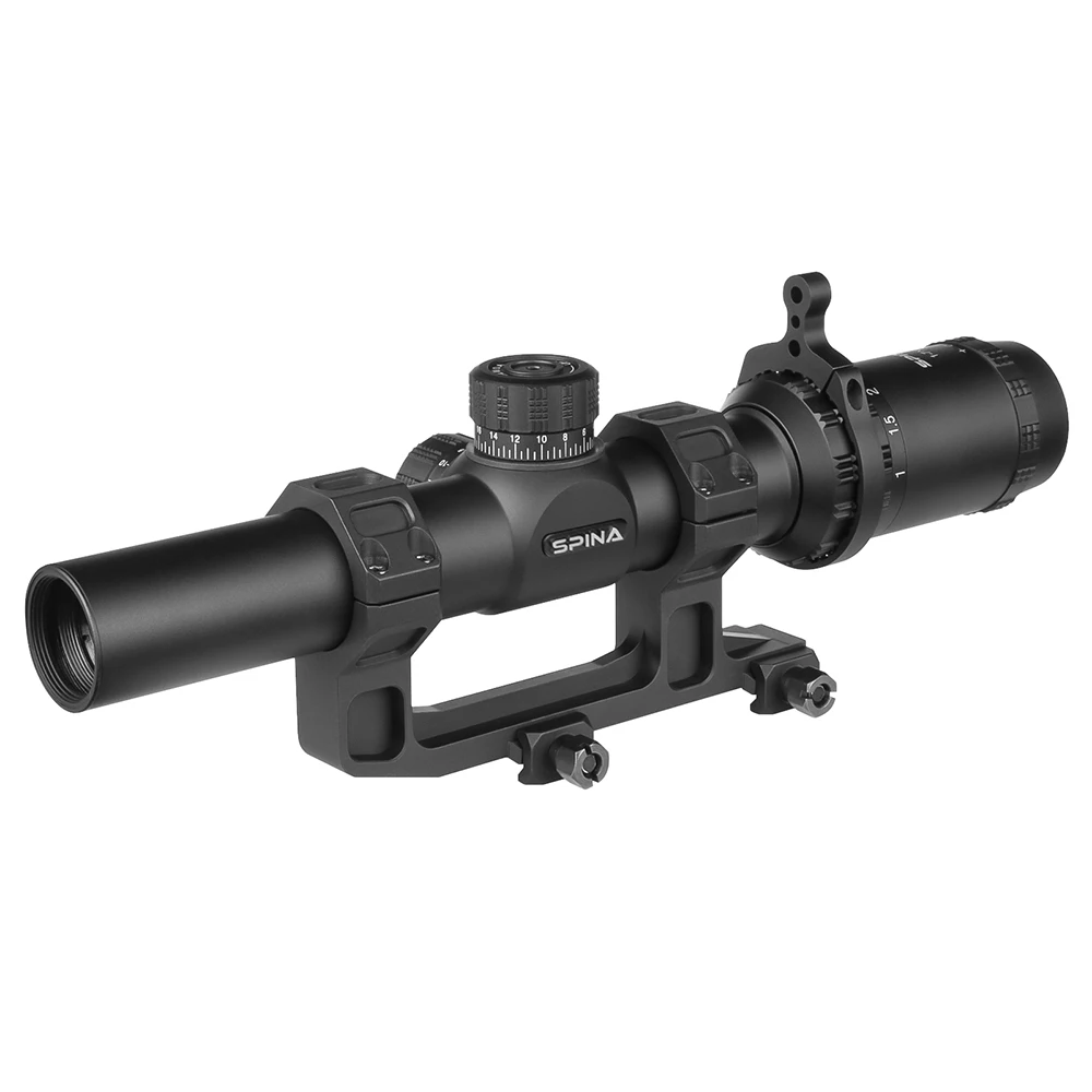 SPINA OPTICS HD 1-7x24 SFP 1/2 MOA Hunting Rifle Scope Short Dot Luneta CQB Riflescope .223 AR15 .308