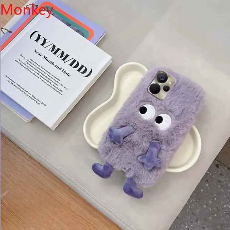 Custodia Coniglio Peluche per Oppo Realme C30 4G Cover, Carino Morbido