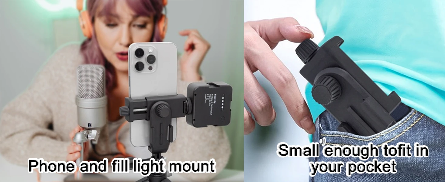 Soporte para teléfono Suptig, adaptador de montaje de Base para cámara de acción para teléfono Gopro DJI Action Insta 36