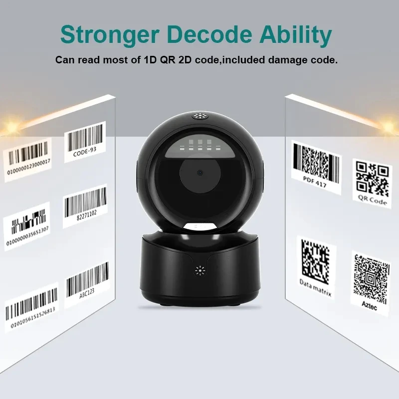 NETUM Desktop 2D QR Barcode Scanner Omnidirectional Hands-Free Wired USB Big Barcode Reader 1D QR Screen Barcodes Scanning