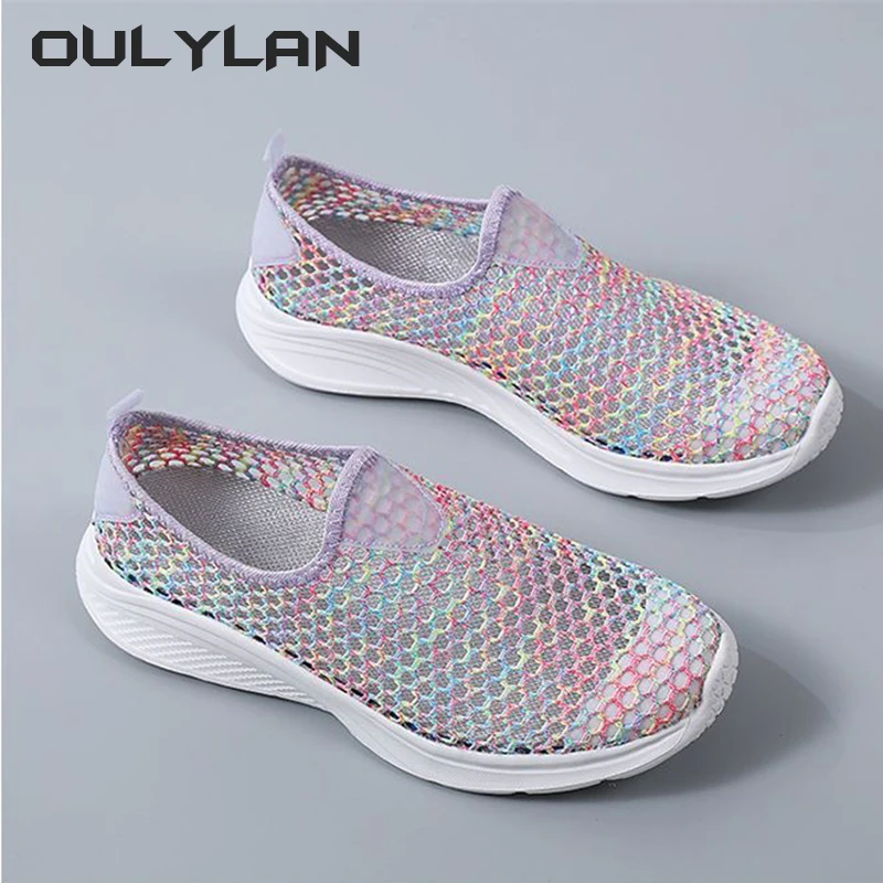 Lightweight Shoe Women Shoes Summer Breathable Thin Mesh Casual Shoes Soft Soled Sneakers Beach Creek Tracing