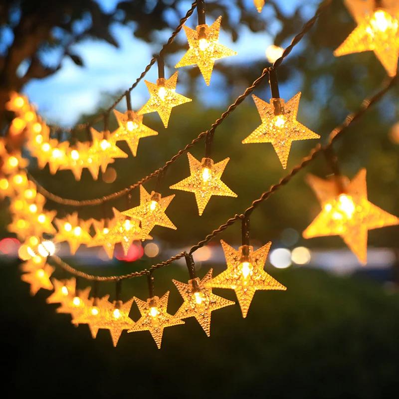 Solar-Powered Twinkling Star Fairy Lights - Waterproof Outdoor Decoration