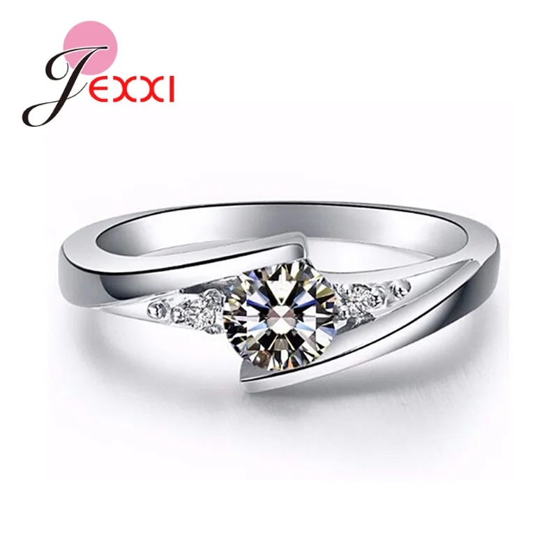 Amazing Style Full Size Shiny CZ Finger Rings Women Girls 925 Sterling Silver Birthday Party Jewelry Wholesale 4