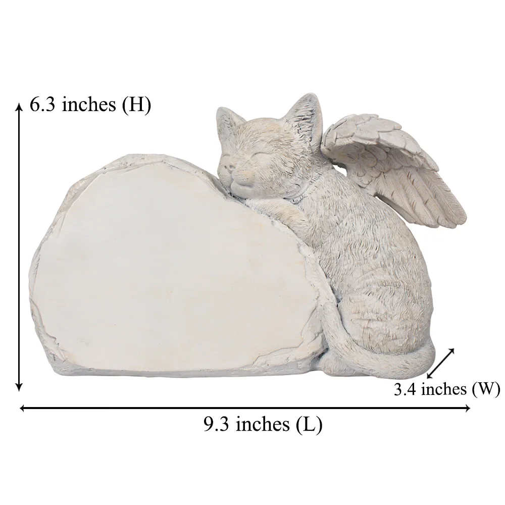 Personalized Cat Angel Memorial Garden Statue Engraved Pet Cat Memorial Stone Cat Grave Marker Any Word