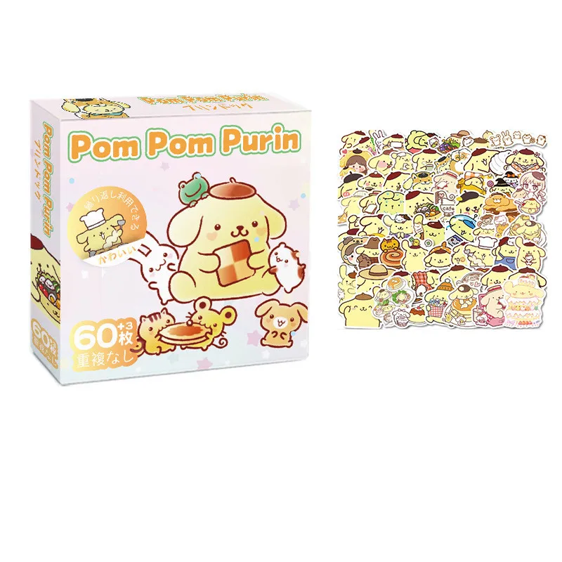 60Pcs Sanrio Hello Kitty Kuromi Cinnamoroll Pochacco Stickers for Kids Girls DIY Laptop Phone Diary Cartoon