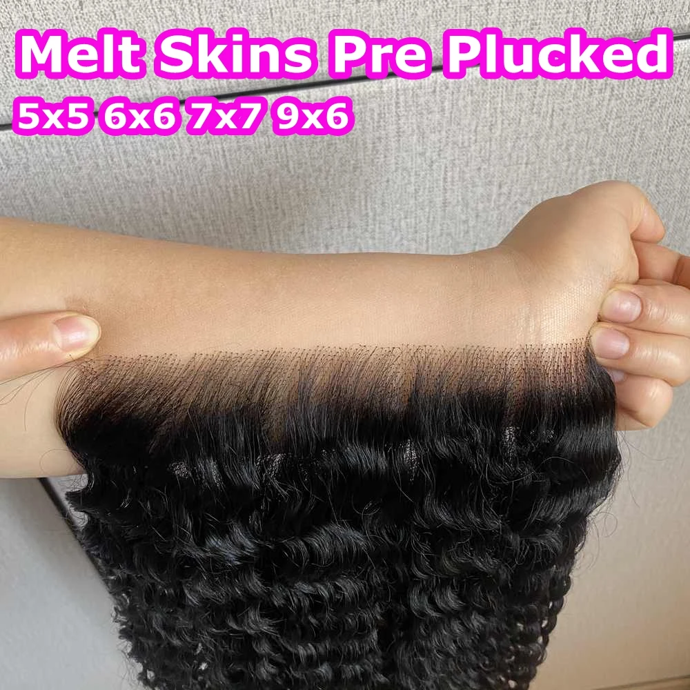 SKINLIKE Real HD Lace Frontal Melt Skins Deep Curly invisible HD Lace Closure Only Deep Wave Melt Skins Pre Plucked Human Hair