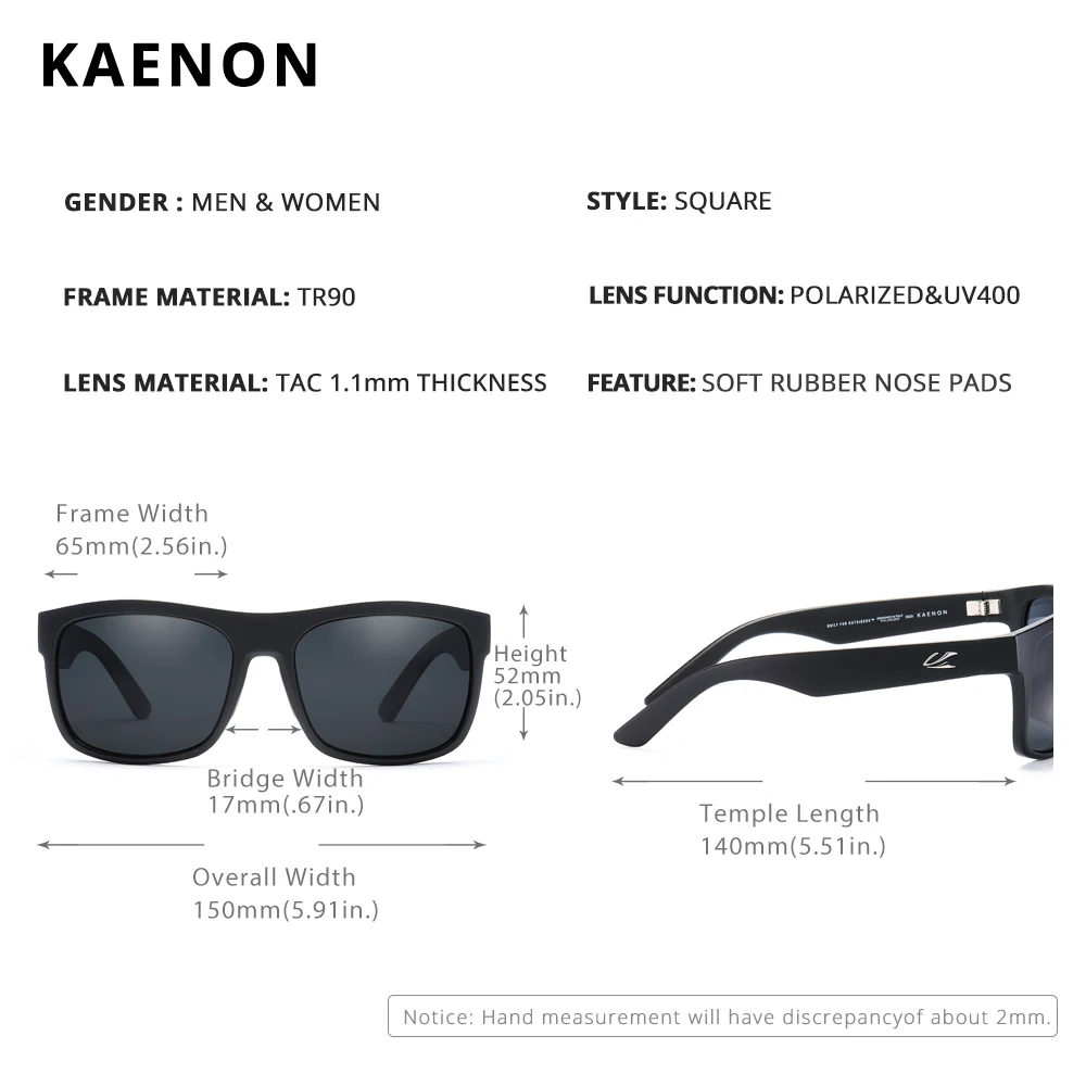 Marca KAENON, gafas de sol deportivas polarizadas a la moda para hombre, nueva montura TR90 + 100% protección UV, gafas para conducir, para pescar, anti_voghion.com