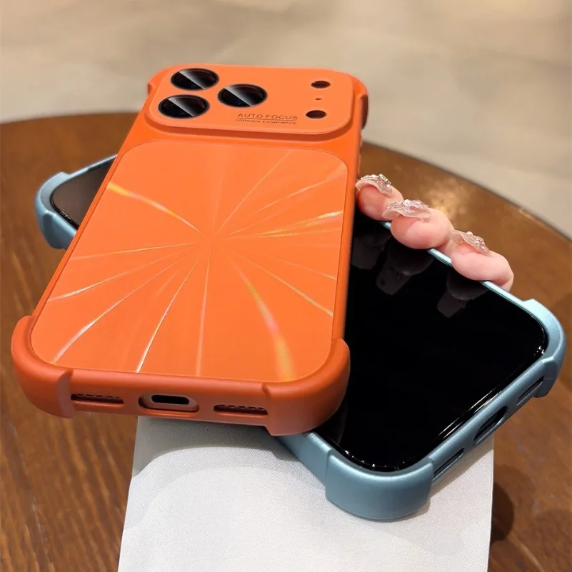 Luxury 6D Colorful Laser Aurora Shockproof Phone Case with Air Soft Bumper & Glass Camera Protection