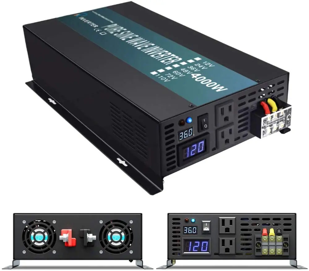 Pure Sine Wave Solar Inverter 12V 120V 4000W Power Supply Inverter Solar Panel DC to AC Converter 12V/24V/48V to 110V/220V/230V