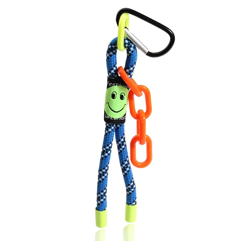 Key Rings Creative Iridescent Braid Rope Keychain Carabiner Key Ring For Backpack Pendant Accessorie Hanging Cord Jewelry