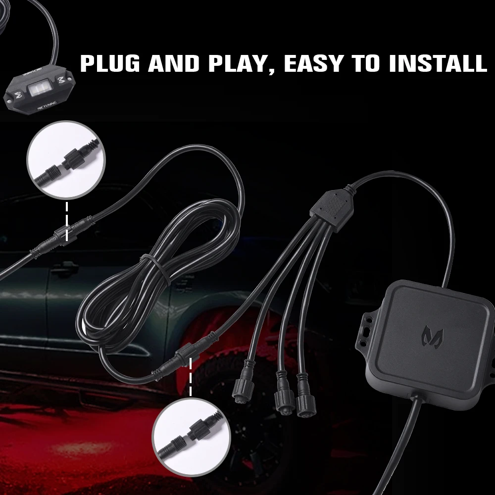 MICTUNING 10피트 C1 연장 케이블 PVC 재킷 자동차 교체용 케이블 C1 로커 라이트 연장용 C1 4/8 포드용