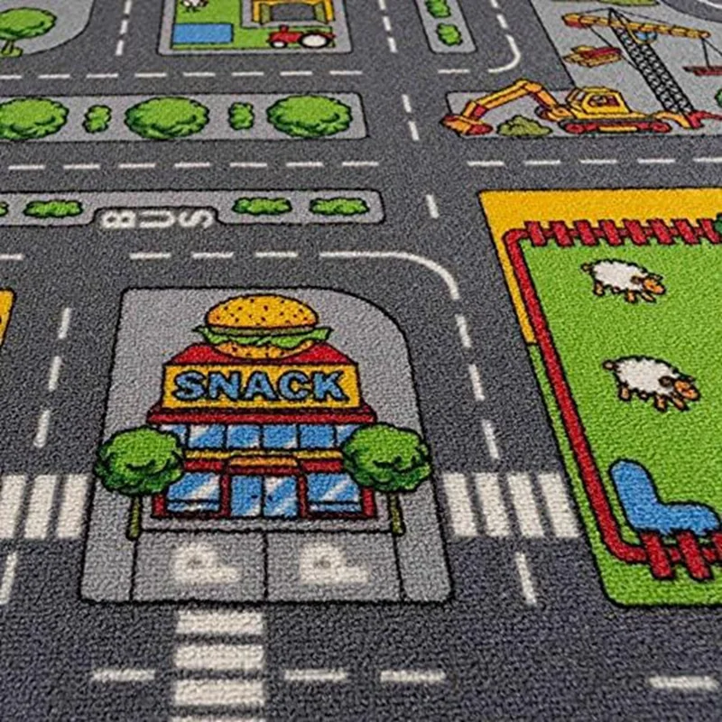 Children's Kids Boys Girls City Town Car Roads Interactive Playroom Playmat Soft Play Carpet Mat