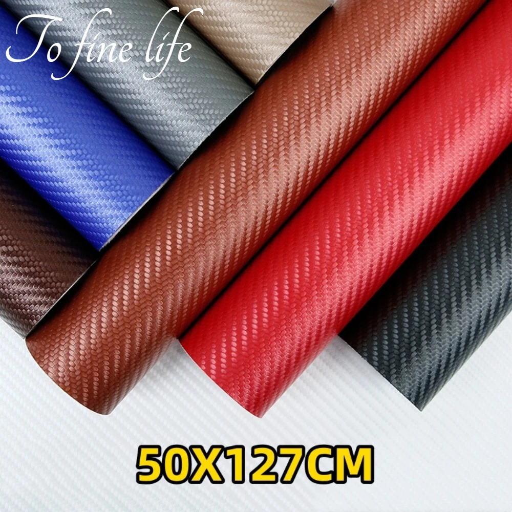 

3D Carbon Fiber Self-adhesive Car Film Wear-resistant Protection Custom Film Car Modeling External Accessories 50x127cm Sticker