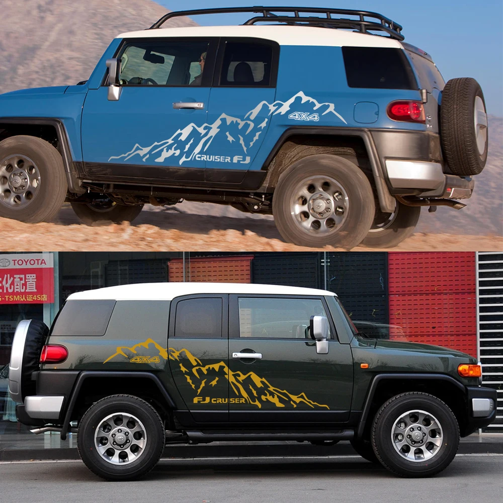 2 Stück Auto Aufkleber für Toyota FJ Cruiser Grafik Berge 4x4 Vinyl PVC Film Aufkleber Auto Tuning Zubehör Körper dekoration – Detail 3