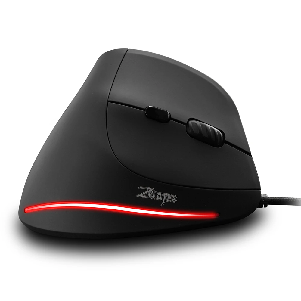 ZELOTES T-20 수직 마우스 유선 인체공학적 사무실 마우스 3200DPI 노트북 PC 컴퓨터용 옵션 휴대용 게임용 마우스
