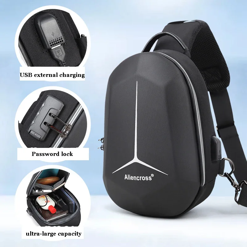 Waterproof Chest Bag Designer Anti-theft Lock Crossbody Bag USB Charging Travel Shoulder High Quality Messenger Bags Male