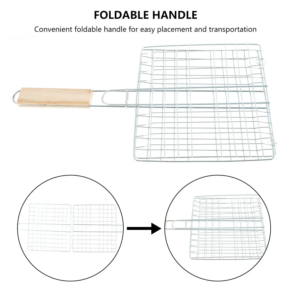 Barbecue Net Stainless Steel Barbecue Grilling Basket Fish Shrimp Vegetable Steak Meat Shrimp Folding Grilling Net BBQ Rack Tool For bbq net bbq grill basket