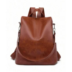 Vintage - Style Large Capacity Women's PU Leather Backpack Purse (Brown)