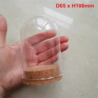 60 X Artlass Empty Glass Cloche Bell Jar Tabletop Display Dome With Cork Base Wholesale D65 x H100mm 1