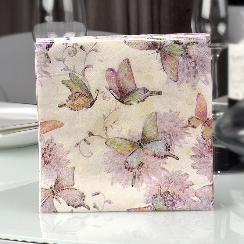 20Pcs/Bag Napkins Paper Butterfly Decoupage Napkin Paper Tissue paper napkins for Xmas Wedding Decor Party Table Supplies