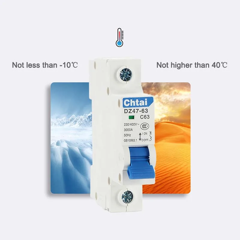 MCB DZ47-63 1P 2P 3P 4 극 C45 4.5Ka AC 소형 회로 차단기 가정용 공기 스위치 60Hz 10A 16A 20A 25A 63A C 유형 과부하
