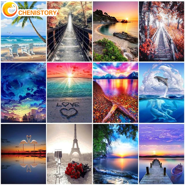 CHENISTORY Full Square Diamond Painting Mosaic Fishing Scenery Embroidery Diamond  Painting Of Rhinestones Home Decor 2023 - AliExpress