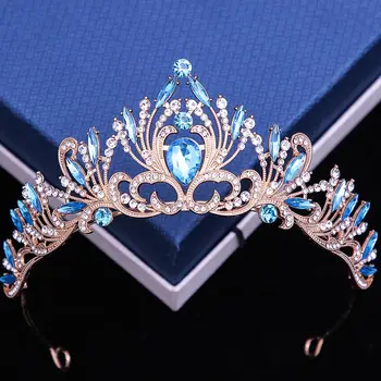 DIEZI 우아한 한국 소녀 크리스탈 티아라 크라운, 파티 웨딩 공주 라인석 신부 크라운 헤어 쥬얼리, 6 가지 색상