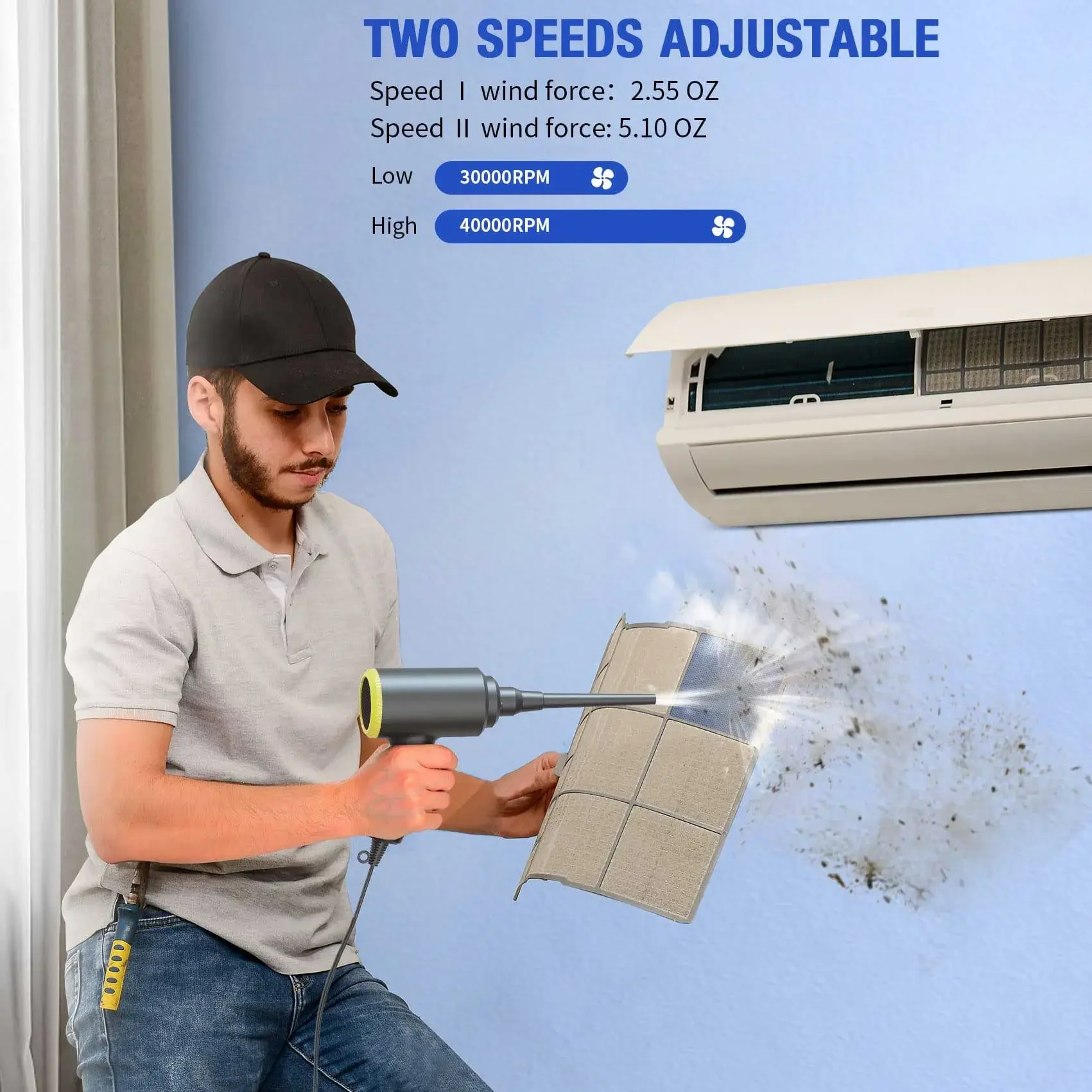 New: 500W Electric Air Duster Portable Compressed Air Handheld Air Blower for PC Computer Cleaning Laptop Keyboard Screen 4