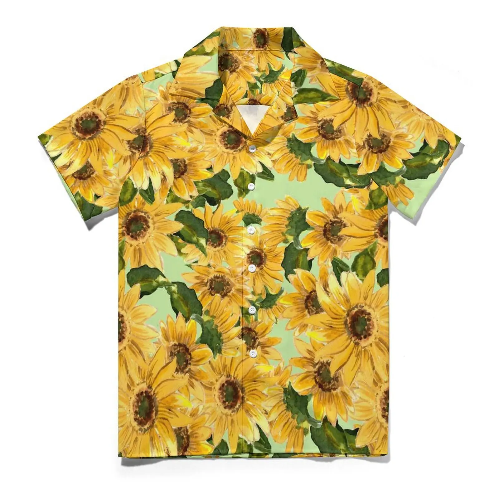 

Blooming Sunflower Casual Shirt Yellow Flowers Elegant Hawaii Shirts Men Short Sleeve Vacation Harajuku Custom Oversized Blouses