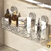 Shower Suction Cup Shelf Basket Light Glacier Pattern One Second Installation bathroom Organizer Storage Rotating to Suck Remove 4