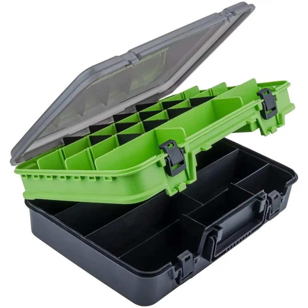 

Fishing Tackle Storage Box Double Layer Multi-functional Portable Fishing Accessory Case With Adjustable Dividers Accessories