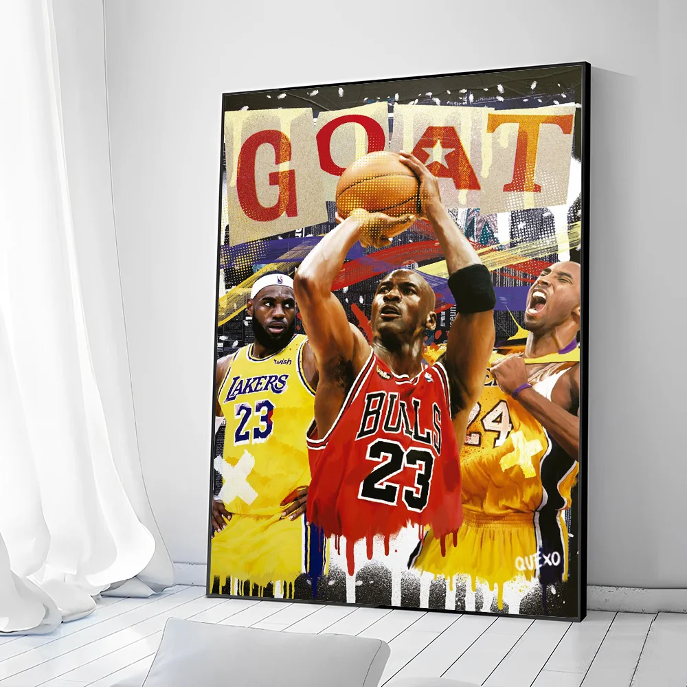 Poster prints Vintage posters Famous Basketball Player Celebrities Poster Good Prints Waterproof Paper Coffee House Bar Posters Wall Stickers
