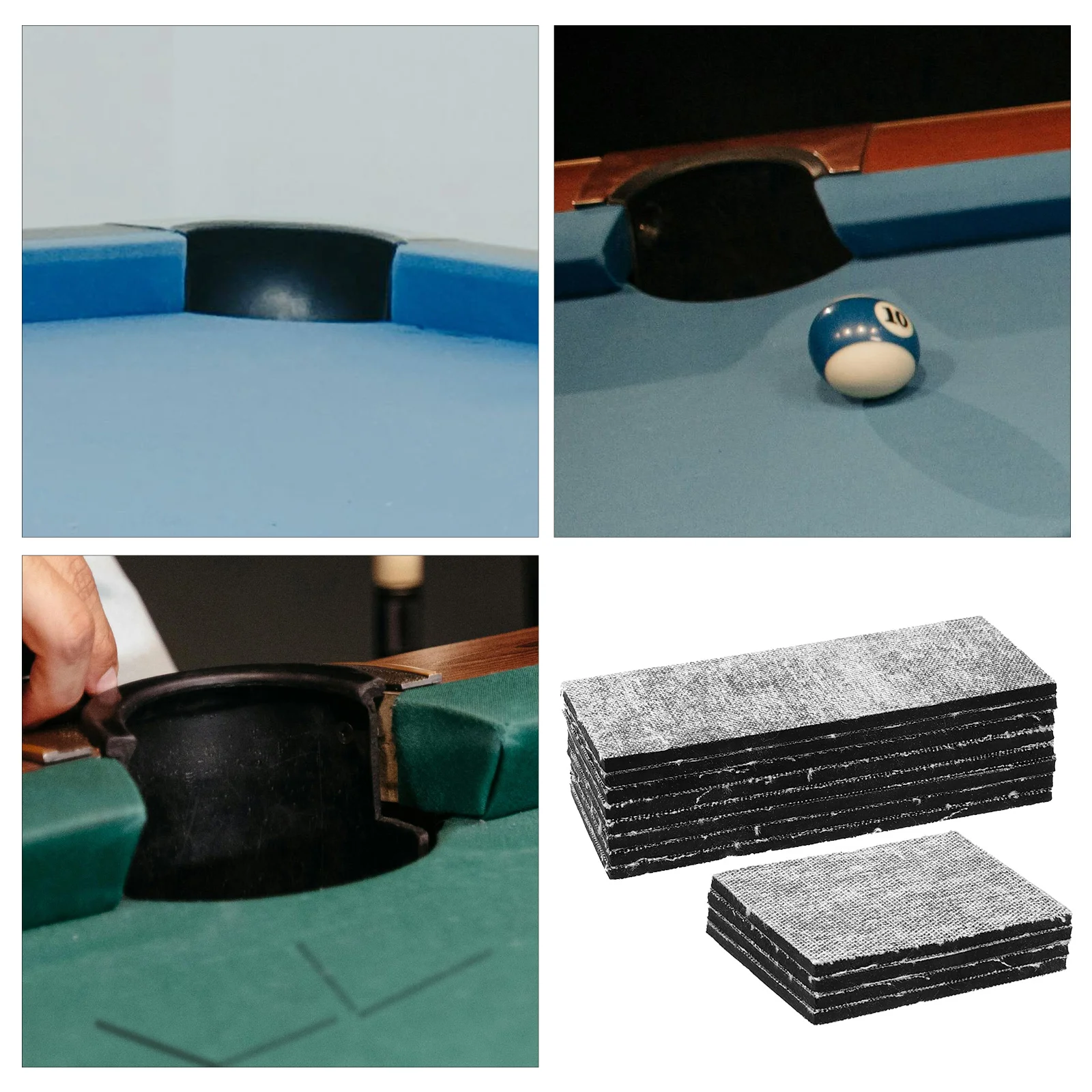 12 Pcs Pool Table Rubber Sheet Cushion Billiard Ball Replacement Accessories Folding Net Snooker Balls Game Table Pad Pocket