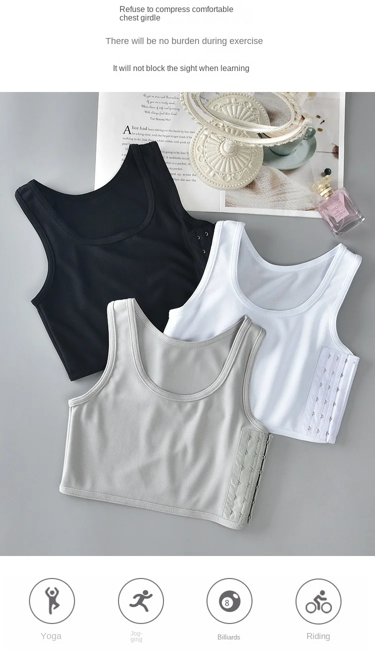 Description Picture 3 of itemFlat Breast Binder Tomboy Lesbian Underwear Women Seamless Summer Short Vest Tank Top Shaper Bustier Shpaer Vest