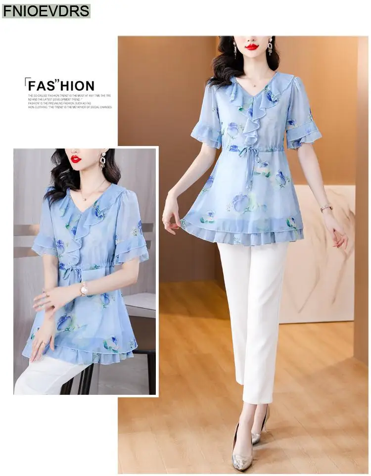 L-5XL Loose Clothes 2023 Women European Fashion Elegant Office Lady Work Ruffles Shirt Casual Tunic Peplum Tops And Blouses