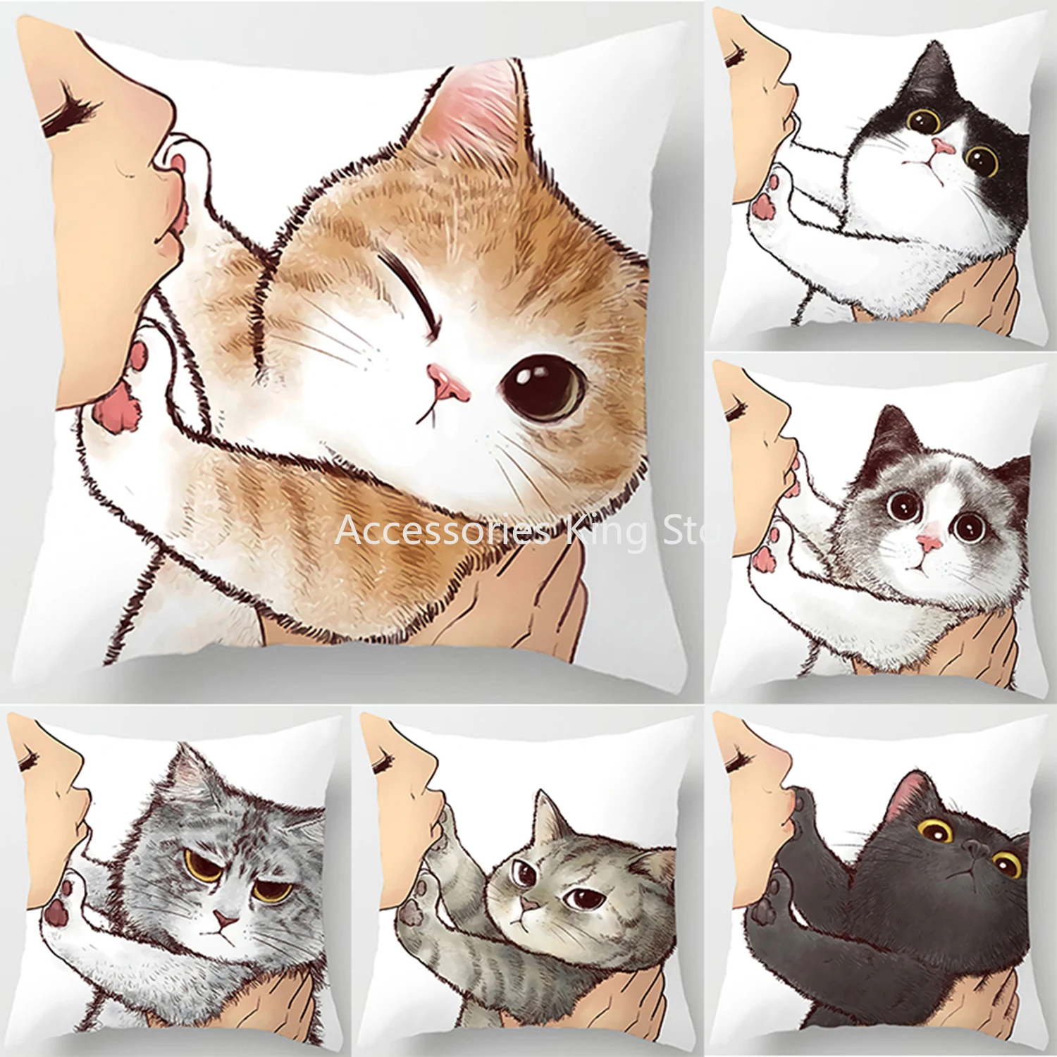 

45x45cm Cute Pet Fold Cat Coushion Cover Printing Pillowcase Home Sofa Car Decoration Pillowcase for Home Dcor Gifts