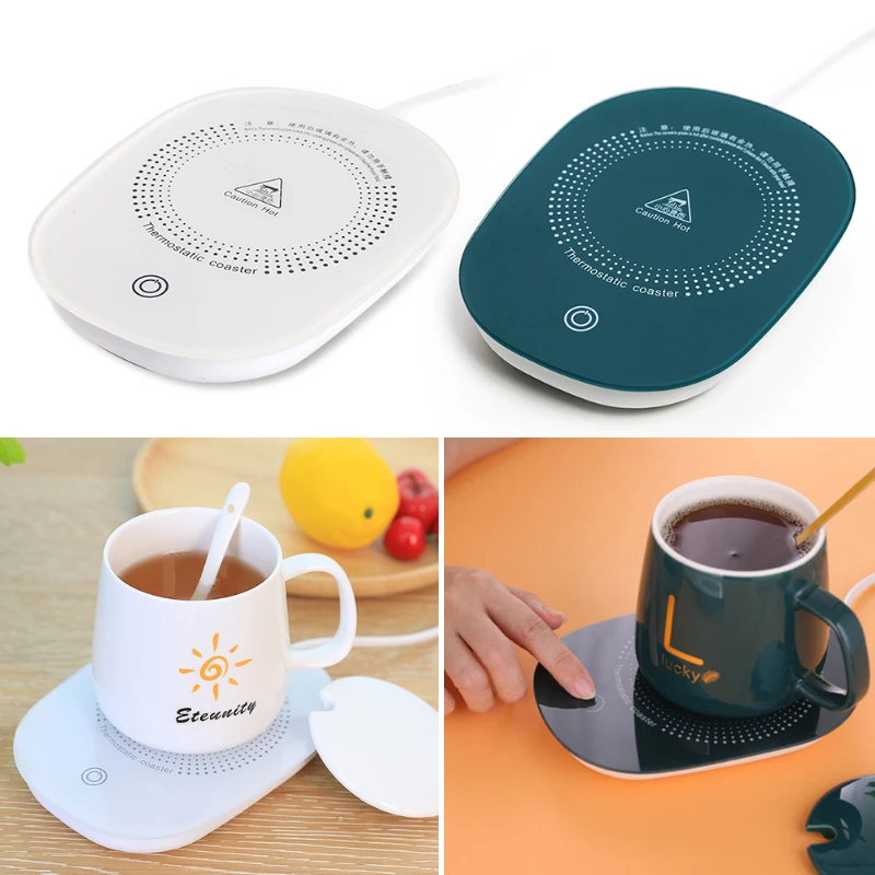 Ruxuan88 USB Coffee Mug Mat Heating Coaster Glass Cup Warmer Coaster Heating Pad Thermostat Heating Device for Desk Office and Home Office Use Up to 70℃ /60℃ 