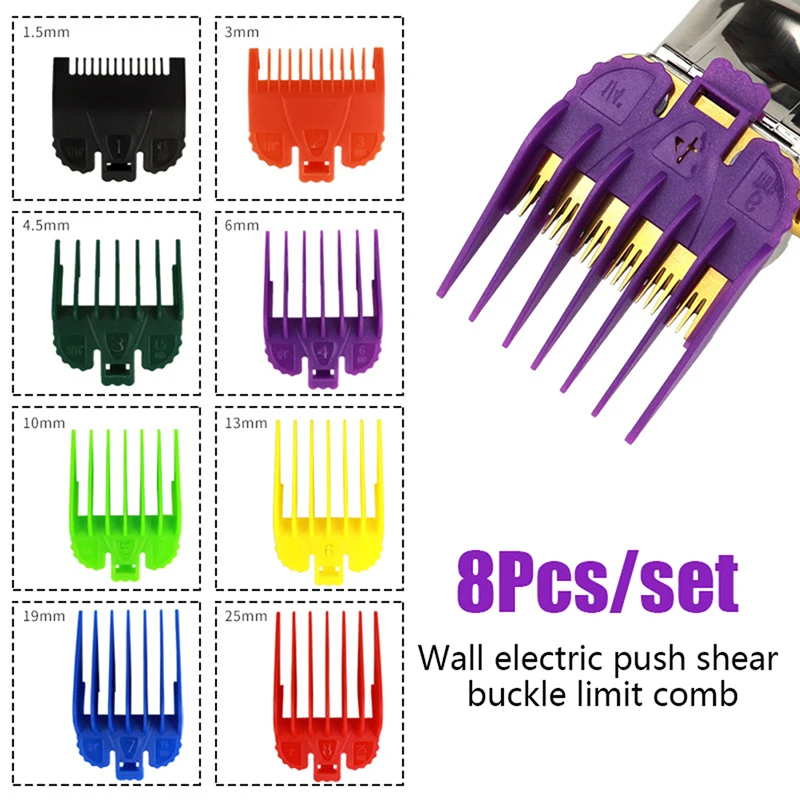 

8pcs/set 1.5/3/4.5/6/10/13/15/19mm Universal Hair Clipper Limit Comb Guide Attachment Size Barber Replacement