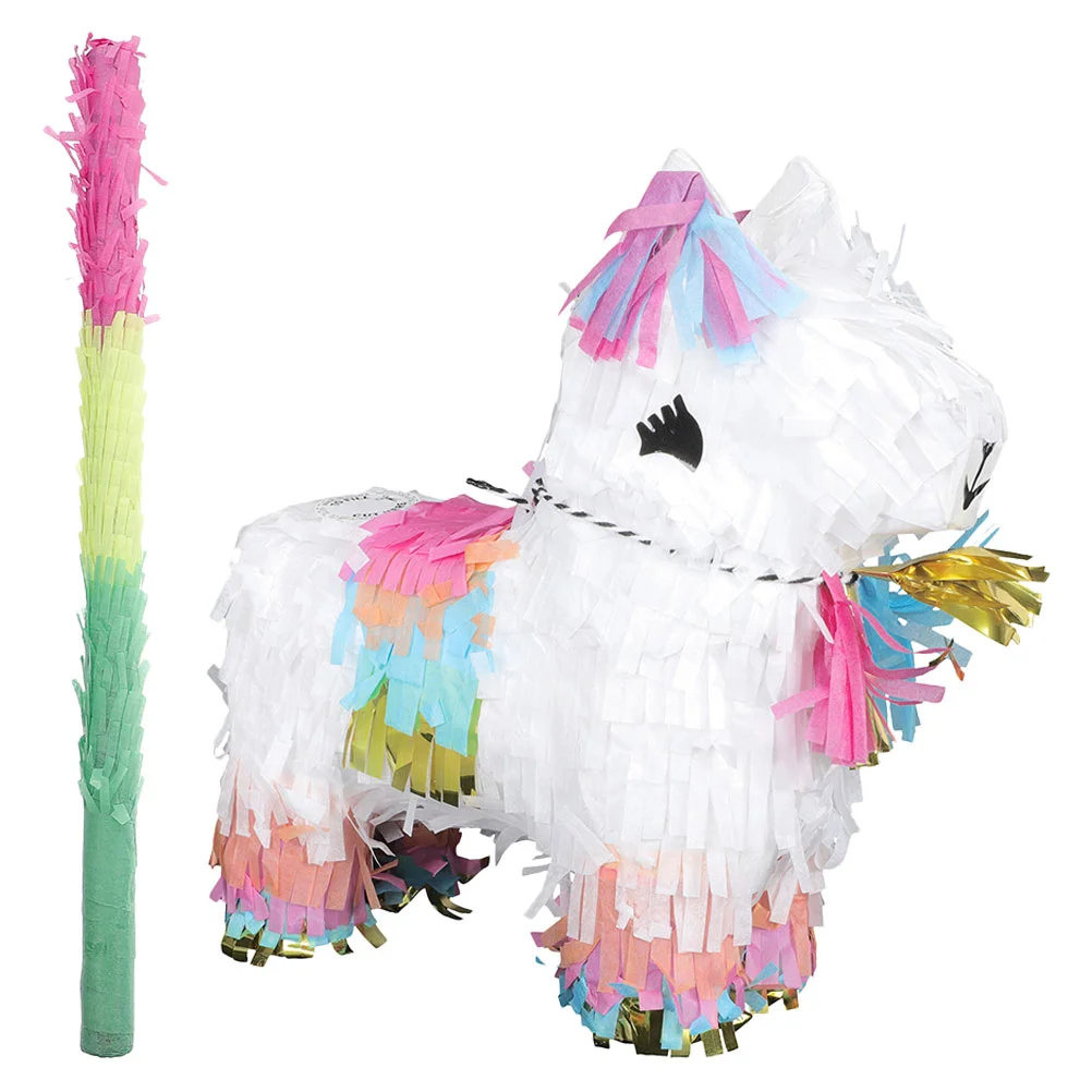 

1 Set of Small Pinata Birthday Animal Shaped Pinata Paper Pinata with Stick Cartoon Pinata Toy