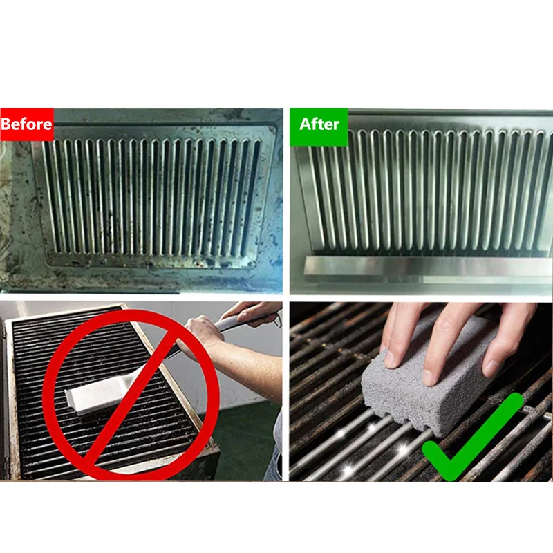 2Pcs Bbq Grill Cleaning Brick Block Barbecue Grill Cleaner Stone Bbq Racks Stains Grease Pumice Brick Kitchen Tools