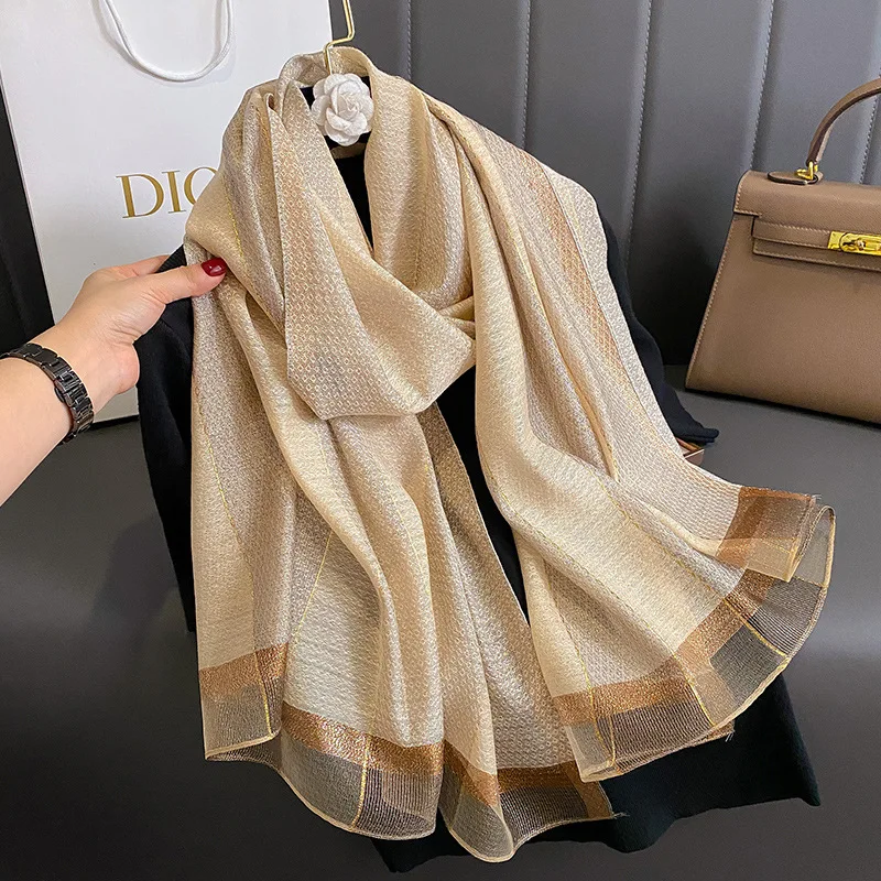 2024 Solid Silk wool scarf for Women Shawls Scarves Summer Lady Hijab Winter Fashion Warm Long Bandana Foulard Pashmina Poncho 5